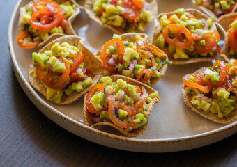 guacamole bites served as a fresh party appetizer. perfect for summer events, healthy snacking, or finger food ideas. ideal for food bloggers, catering menus, and recipe content