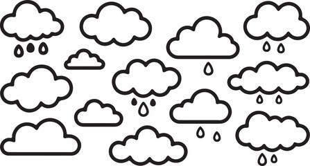 Obraz premium A vector set of diverse cloud icons for weather and speech bubble designs