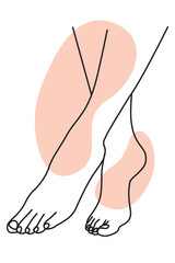 foot care line drawing heels leg	against a flesh background