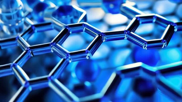 Close-up of intricate blue molecular structure