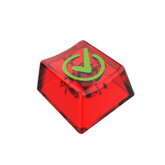 Red Translucent Keycap with Green Checkmark