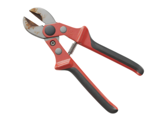 Red and Black Metal Wire Cutters isolated on a transparent background