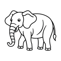 Happy elephant standing on white background animal