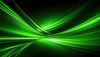Abstract vibrant green light trails