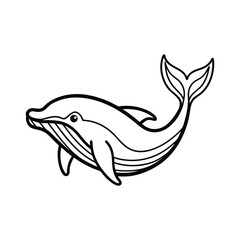 Minimalist whale breaching outline ocean marine life
