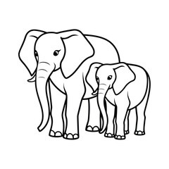 Mother and baby elephants parent child