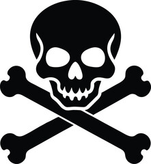 single black head skull silhouette vector illustration