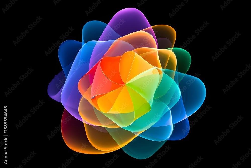 Poster abstract colorful fractal design rainbow light painting swirls pattern transparent background