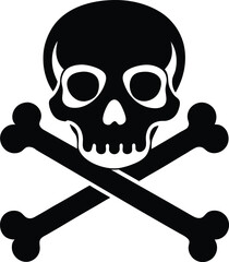 single black head skull silhouette vector illustration