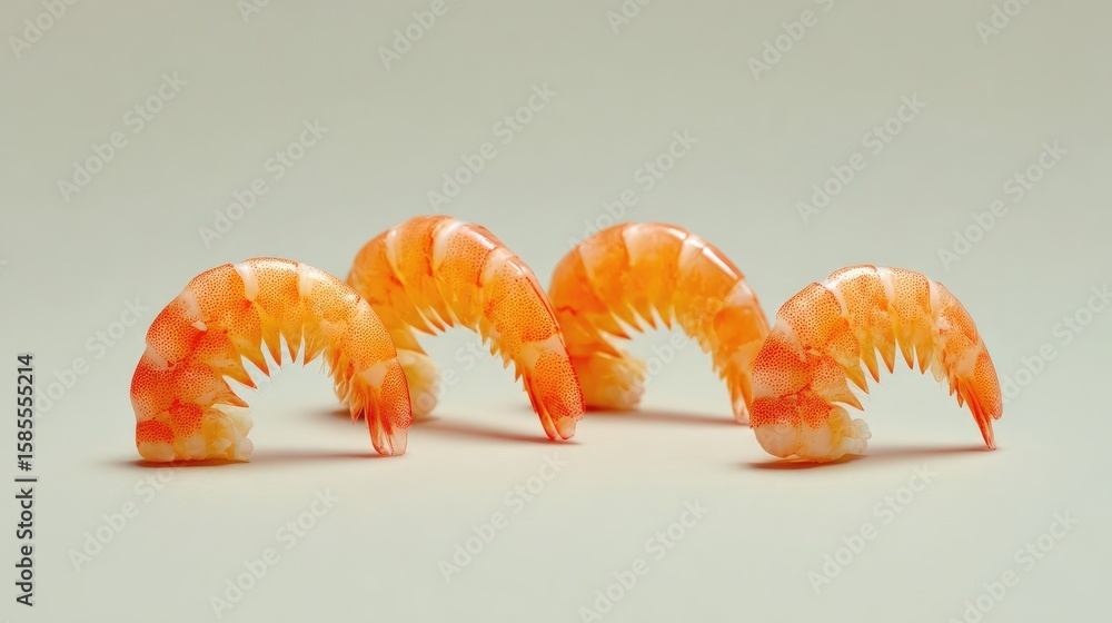 Aufkleber minimalist style presentation of shrimp tails isolated on plain light surface with open space