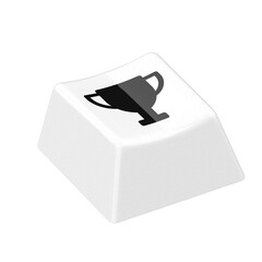 Black cup in white keycap, winning button