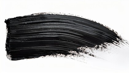 top view of a black rough brush stroke isolated on a white white background