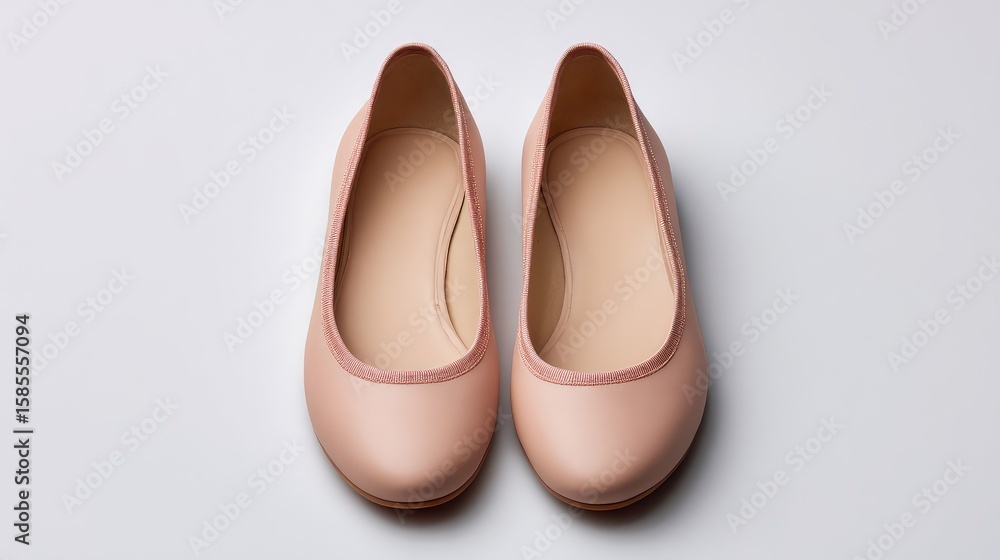 Aufkleber pair of ballet flats in top view on white background with elegant layout and space