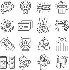 Exclusive Customer icon set. Includes of premium, vip, loyalty, member, elite, and More. Outline icons vector collection