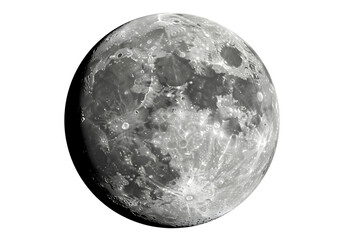 Photorealistic Full Moon Crater Surface isolated on a transparent background