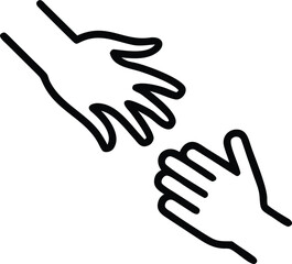 Obraz premium Helping hands line icon for support, care, and teamwork illustration symbol
