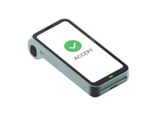 Sleek Light Green Payment Terminal isolated on a transparent background