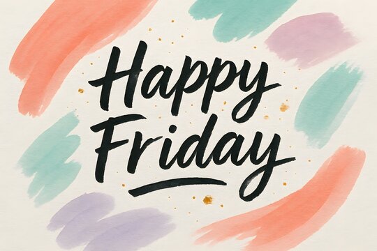 happy friday hand drawn watercolor illustration