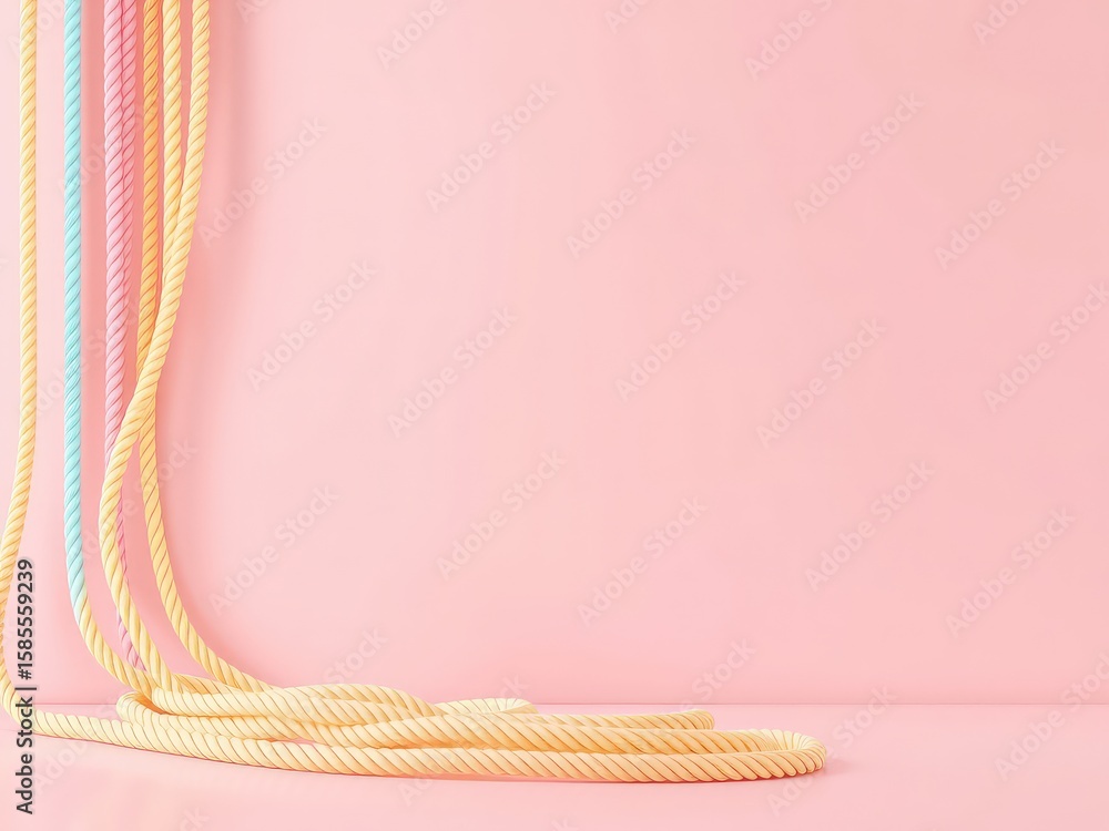 Poster pastel ropes against a soft backdrop create a whimsical and visually appealing scene for product pre