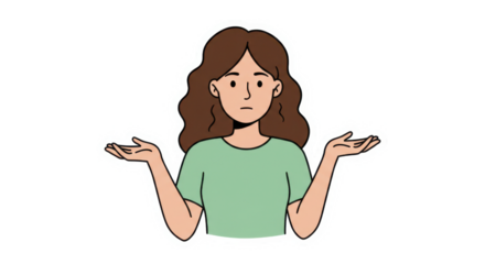 Cartoon Woman Shrugging with Confused Expression