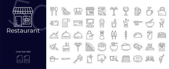 Restaurant Line Editable Icons set. Vector illustration in modern thin line style of Restaurant icons: restaurant, eatery, kitchen, etc