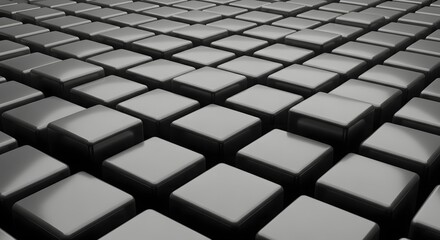 Seamless grid of rounded grey cubes isolated on transparent background