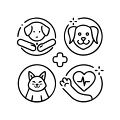 pets care icons, icon set of dog, cat, pet friendly simple symbols, linear vector illustration, outline editable stroke
