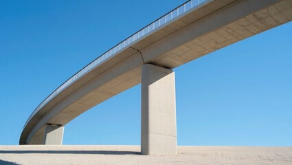 Concrete bridge structure against clear blue sky overpass