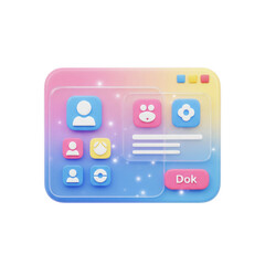 Pastel Gradient Interface Mockup Displaying Stylized Application Icons