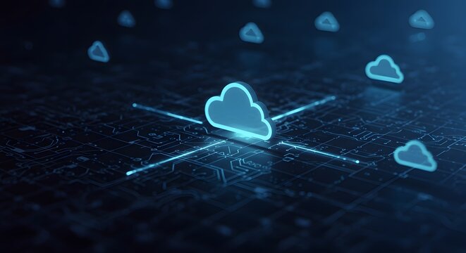 Abstract cloud computing network illustration