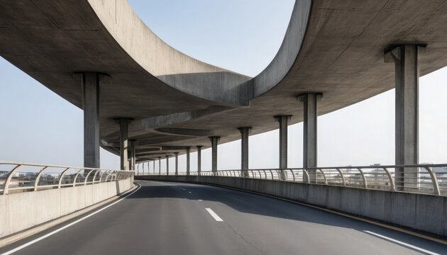 Concrete elevated highway structure with road architecture