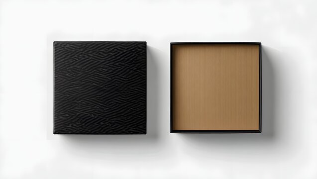 Elegant black box open box mockup presentation gift box product packaging square box design concept