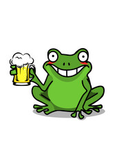illustration of a frog with a mug of beer