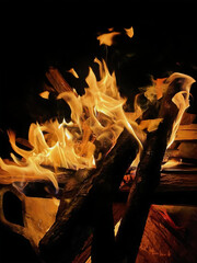 fire in the fireplace