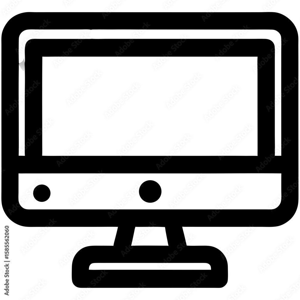 Poster desktop computer icon in a minimalist flat design style