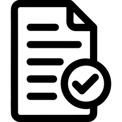Document with check mark indicating completion or approval icon  