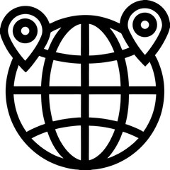 Globe with location markers in minimal style representing mapping icon  