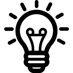 Light bulb icon with rays symbolizing bright ideas and innovation  