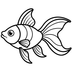 Goldfish Line Art Vector on White Background