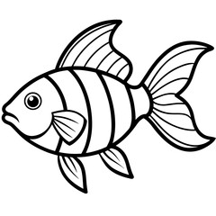 Goldfish Line Art Vector on White Background