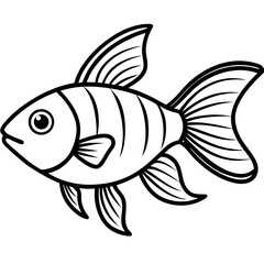 Goldfish Line Art Vector on White Background