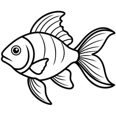 Goldfish Line Art Vector on White Background