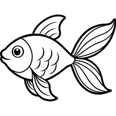 Goldfish Line Art Vector on White Background