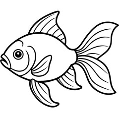 Goldfish Line Art Vector on White Background