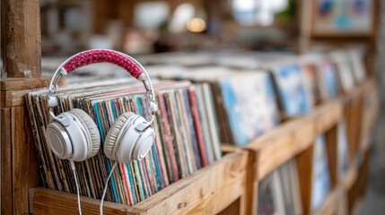 Discovering melodies within a cozy vintage record shop