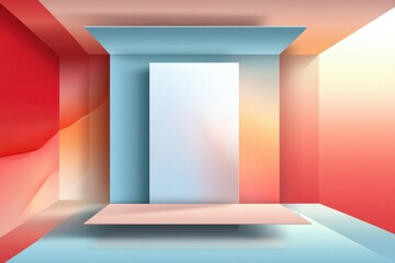 Fototapeta premium Abstract gradient background with geometric shapes and central white element