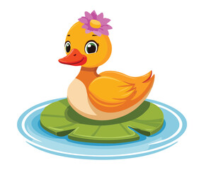 Adorable Duckling Resting on a Green Leaf