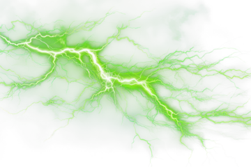 electrical green toxic lightning isolated on white or transparent png