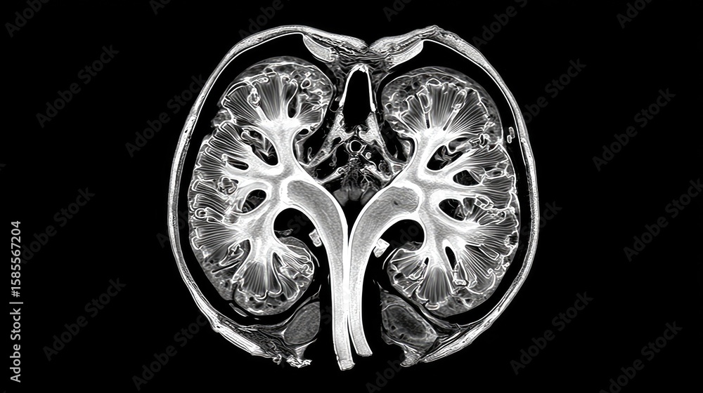 Poster contrast ct scan highlighting kidney functions and cross-sectional anatomy