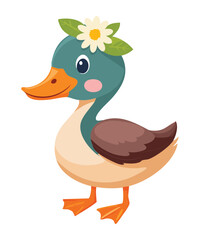 Graceful Mallard Duck with Flower Crown Profile